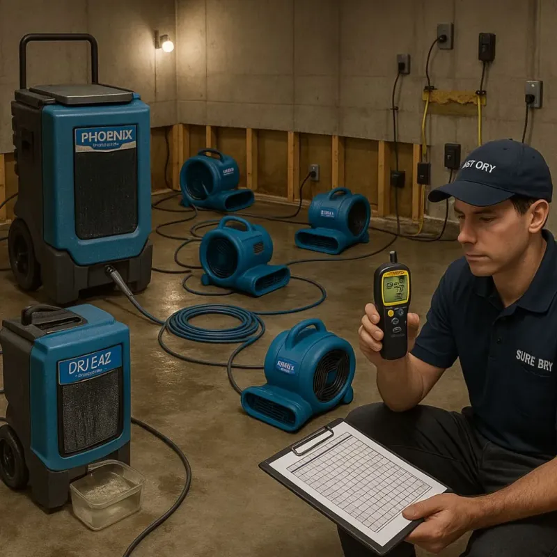 Structural Drying and Dehumidification process in Countryside, VA